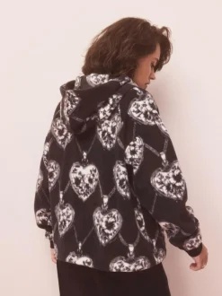 Next Monochrome Heart and Locket Half Zip Polar Fleece Sale