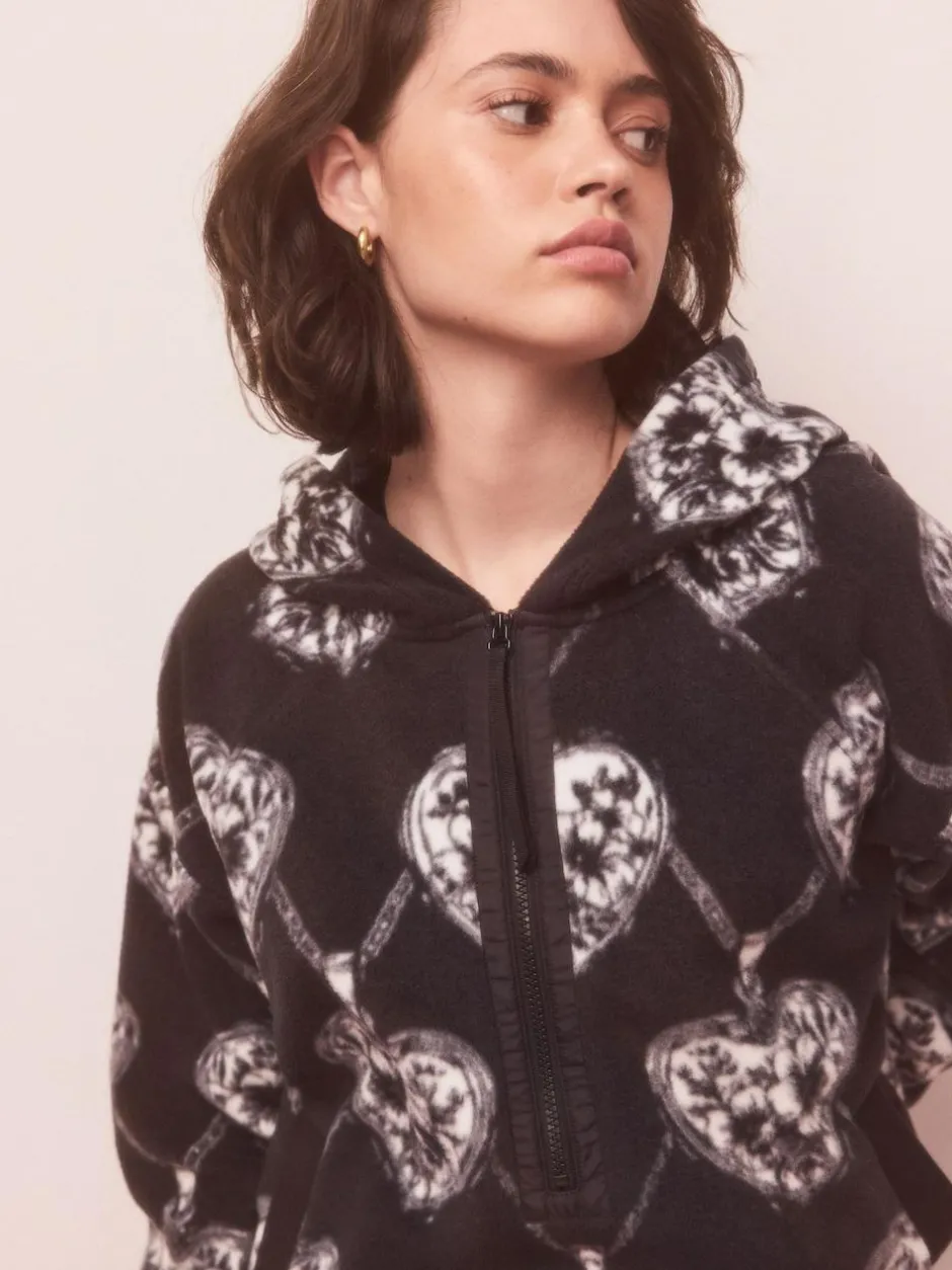 Next Monochrome Heart and Locket Half Zip Polar Fleece Sale