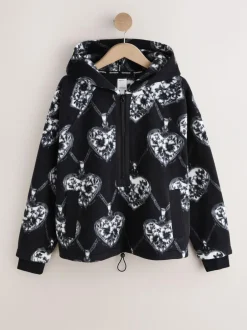 Next Monochrome Heart and Locket Half Zip Polar Fleece Sale
