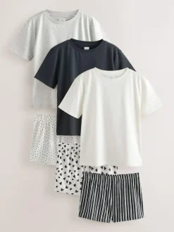 Next Monochrome Short Set Pyjamas 3 Pack New
