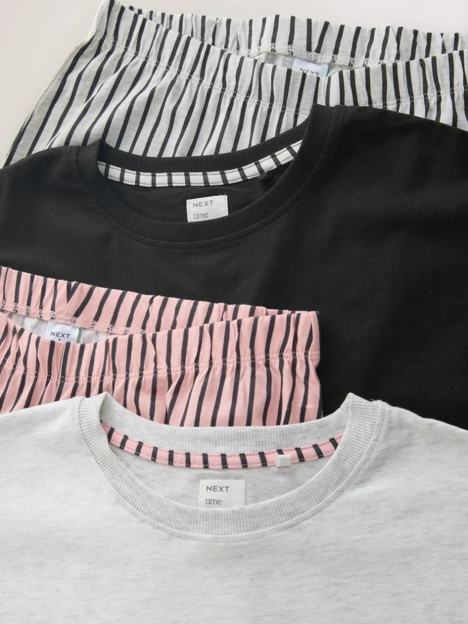 Next Short Sleeve Pyjamas 2 Pack Monochrome Stripe