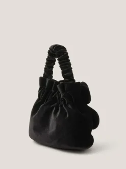 Monsoon Black Pearl Bow Velvet Bag Online