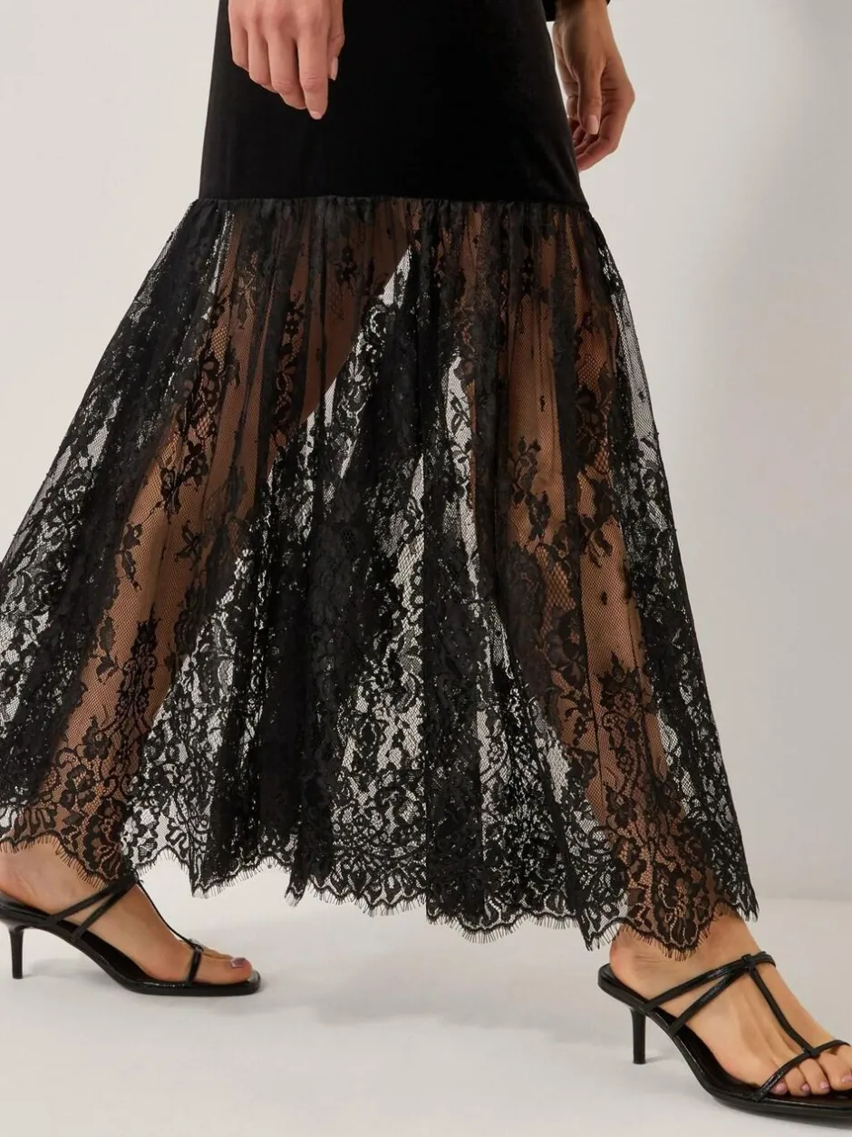 Monsoon Black Verity Velvet Lace Maxi Dress Online