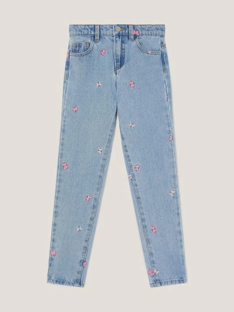 Monsoon Blue Butterfly Embroidered Straight Leg Jeans Clearance