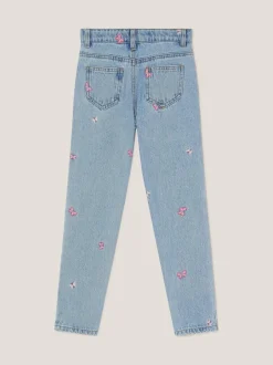 Monsoon Blue Butterfly Embroidered Straight Leg Jeans Clearance