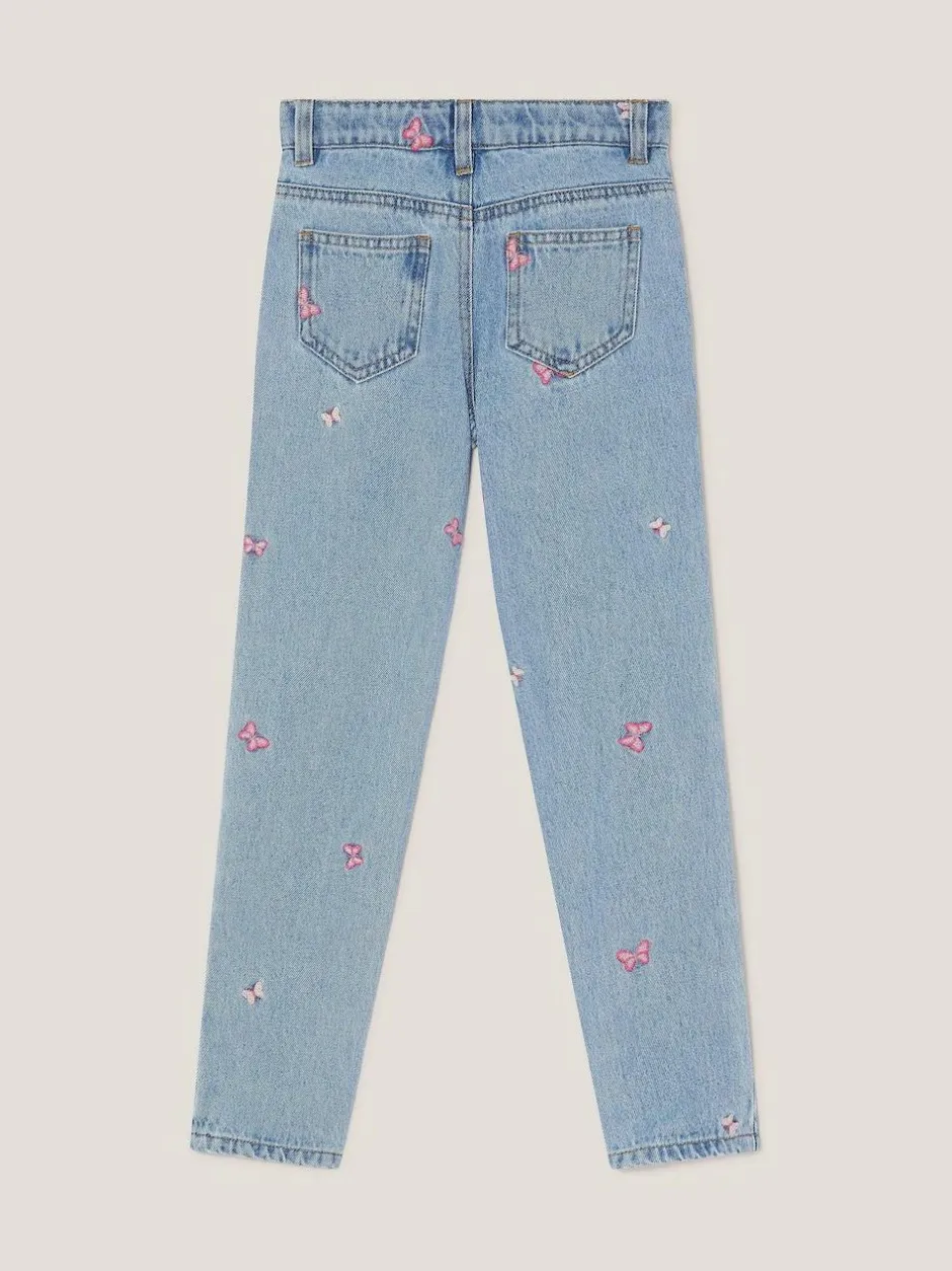 Monsoon Blue Butterfly Embroidered Straight Leg Jeans Clearance