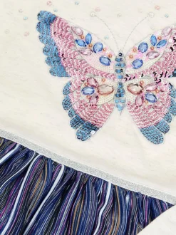Monsoon Blue Butterfly Sequin Disco Dress Hot