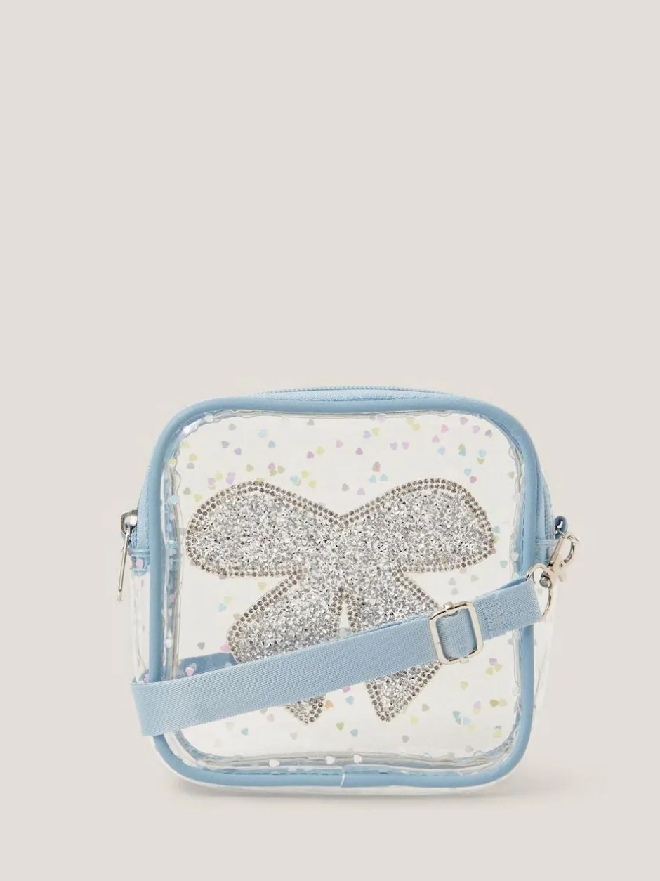 Monsoon Blue Clear Bow Confetti Cross-Body Bag Clearance