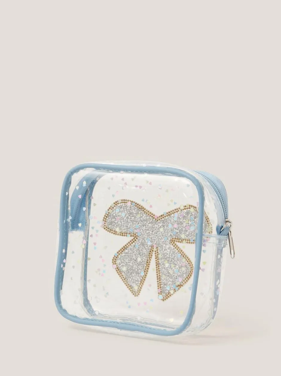 Monsoon Blue Clear Bow Confetti Cross-Body Bag Clearance