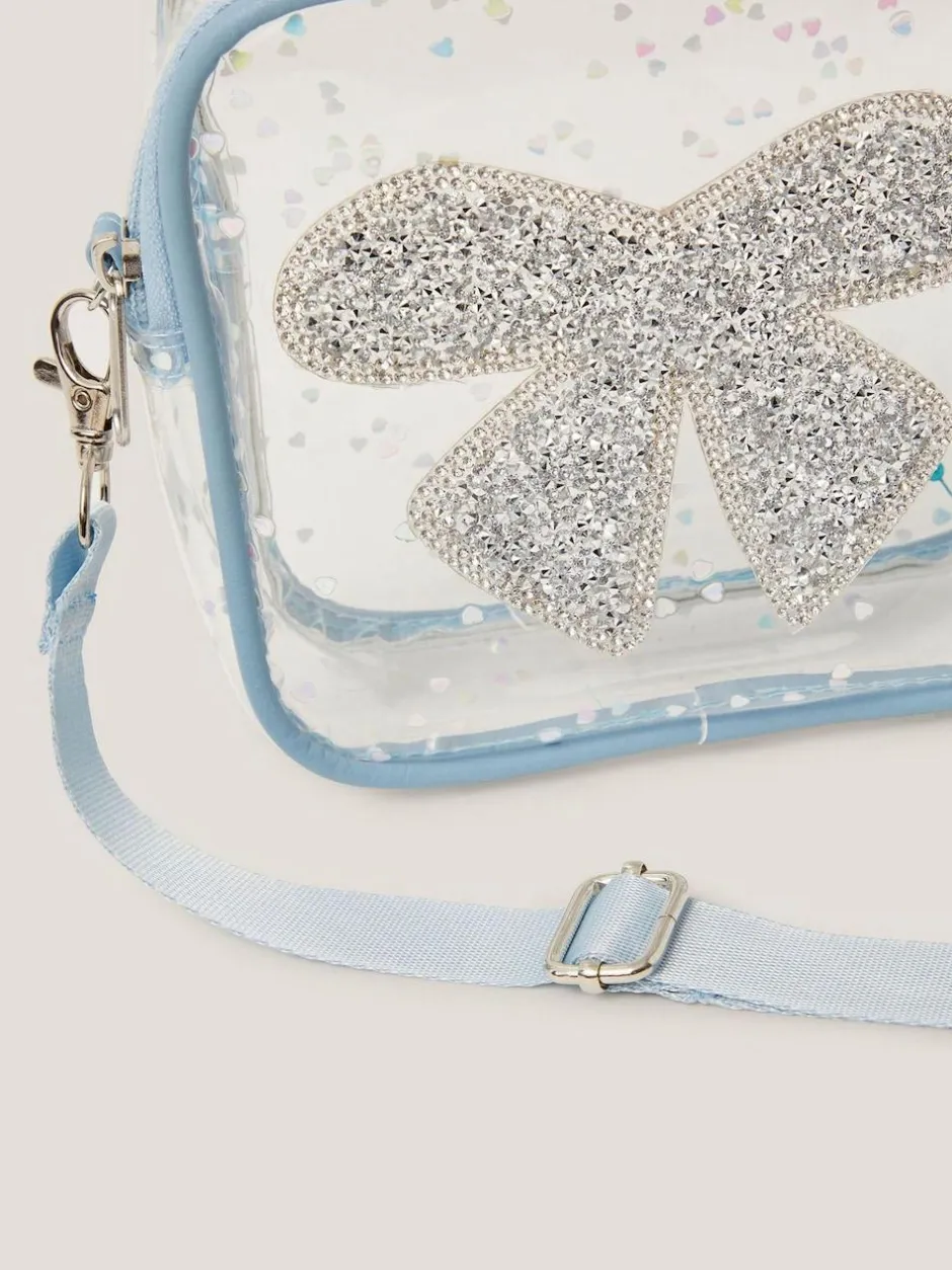 Monsoon Blue Clear Bow Confetti Cross-Body Bag Clearance