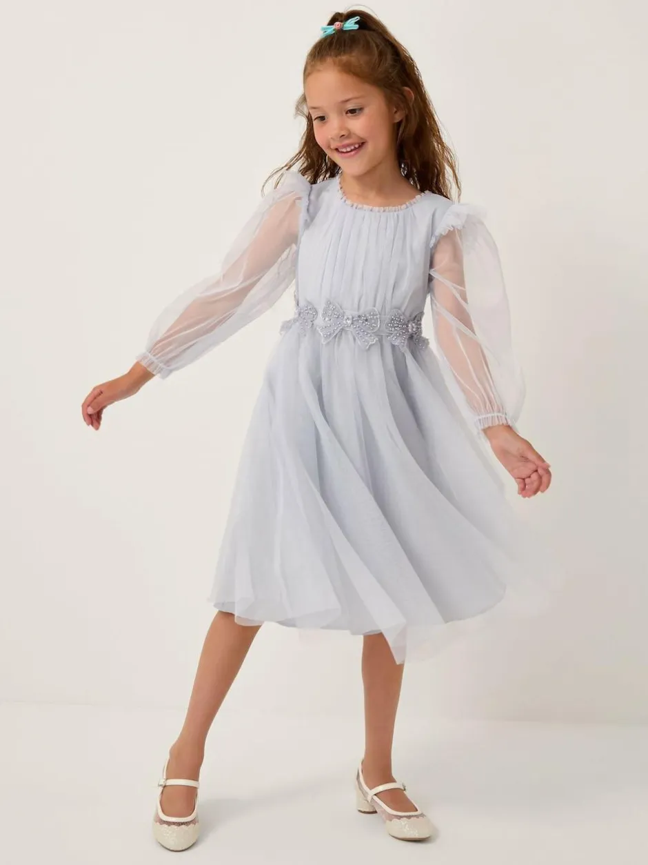 Monsoon Blue Dahlia Bow Embellished Tulle Party Dress Discount