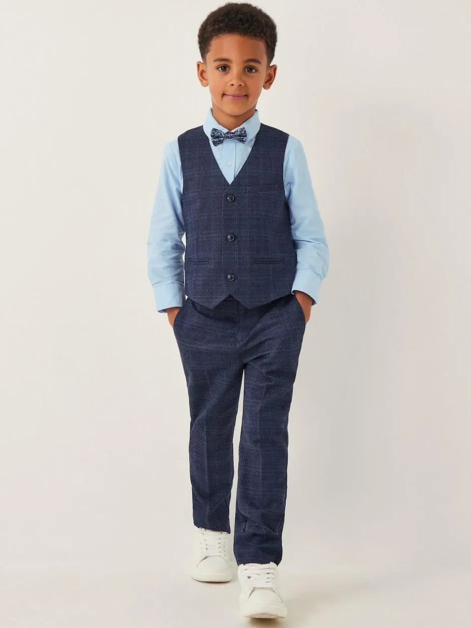 Monsoon Blue Four-Piece Oliver Check Suit Outlet