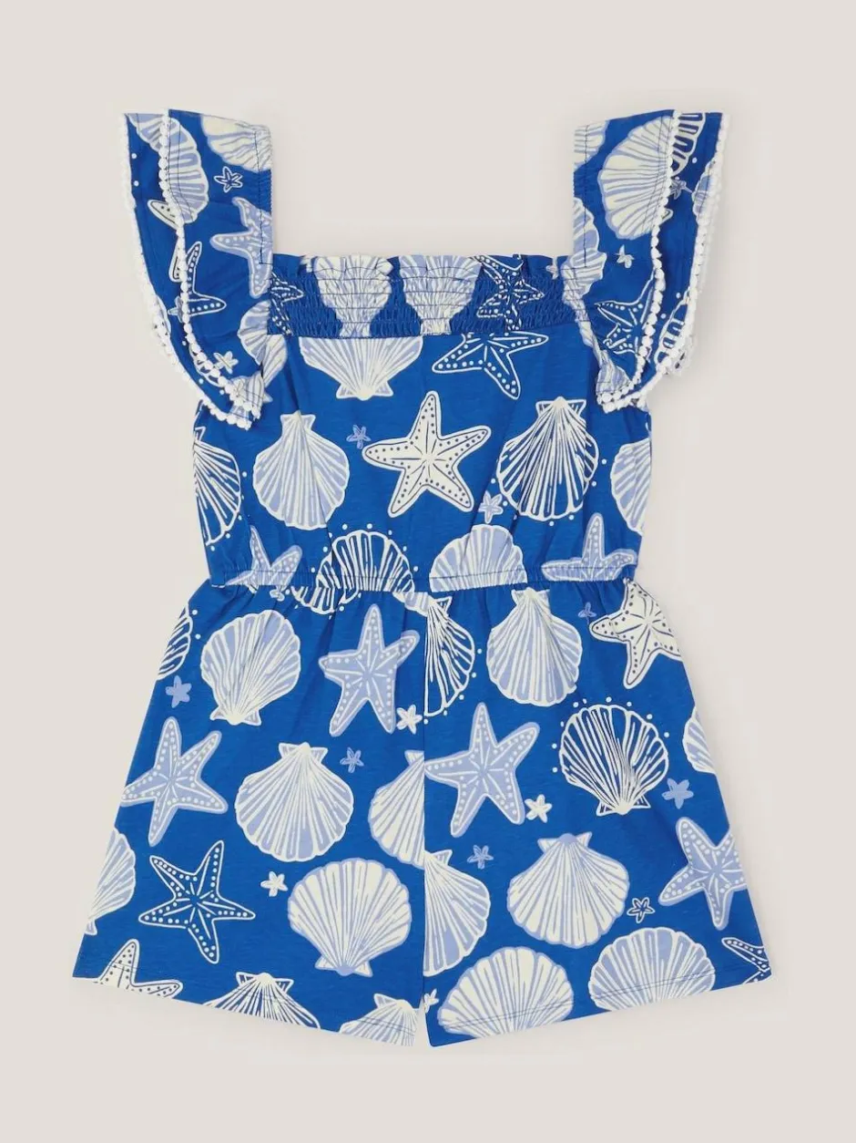 Monsoon Blue Shell Print Playsuit Hot