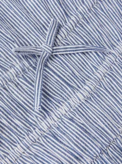 Monsoon Blue Stripe Short Sleeve Jumpsuit Hot