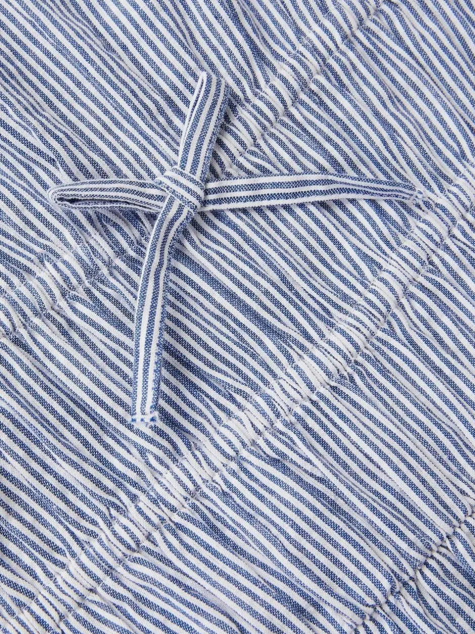 Monsoon Blue Stripe Short Sleeve Jumpsuit Hot