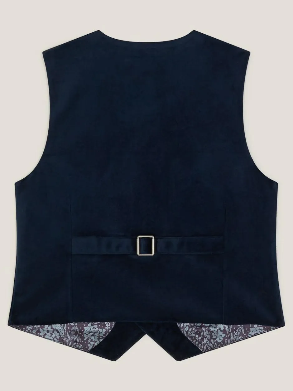 Monsoon Blue Velvet Waistcoat Hot
