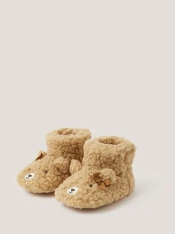 Monsoon Brown Baby Teddy Bear Slipper Boots New