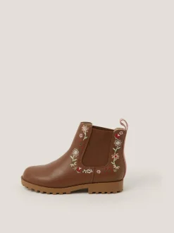 Monsoon Brown Flower Emb Boots Online