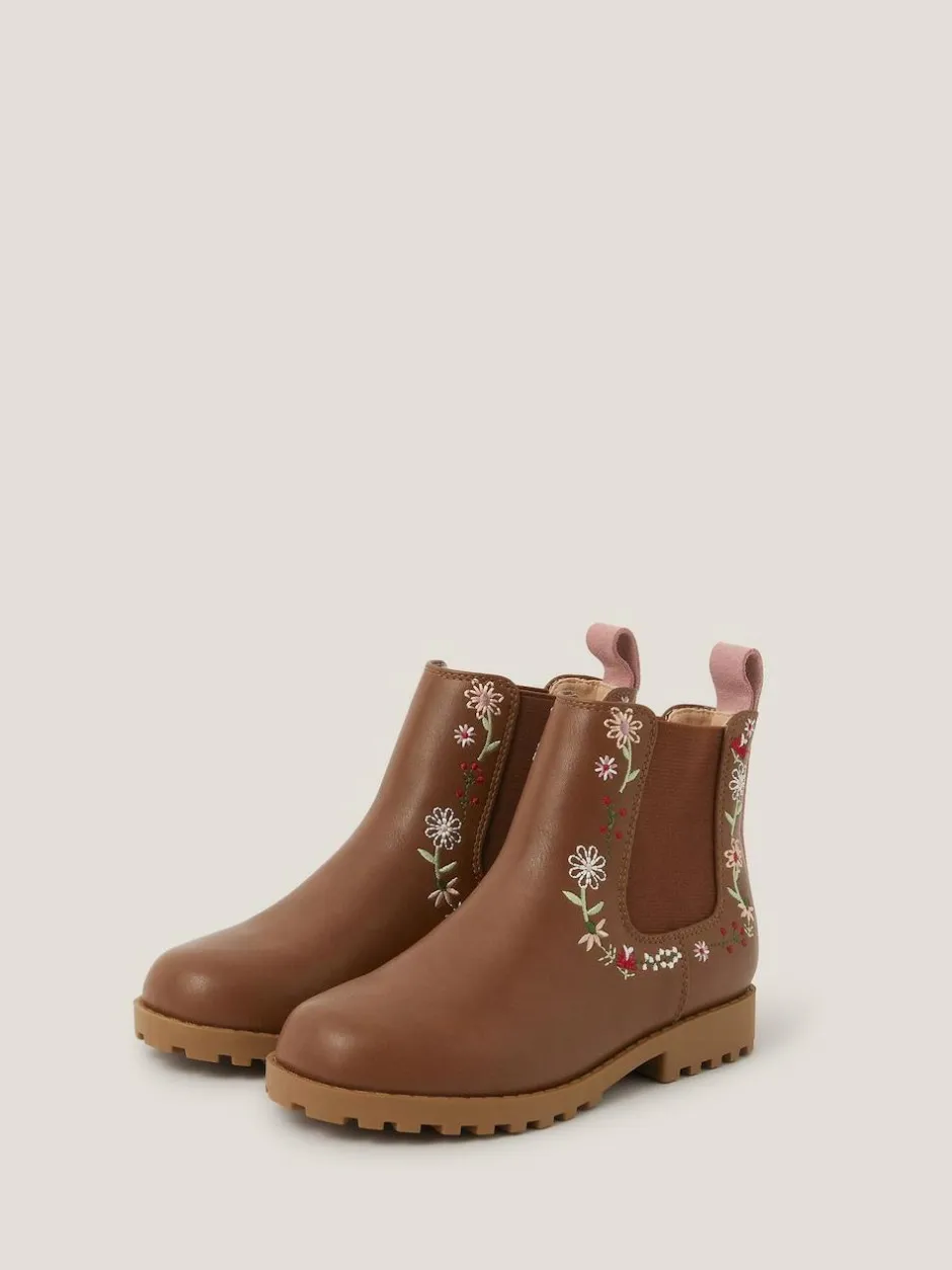 Monsoon Brown Flower Emb Boots Online