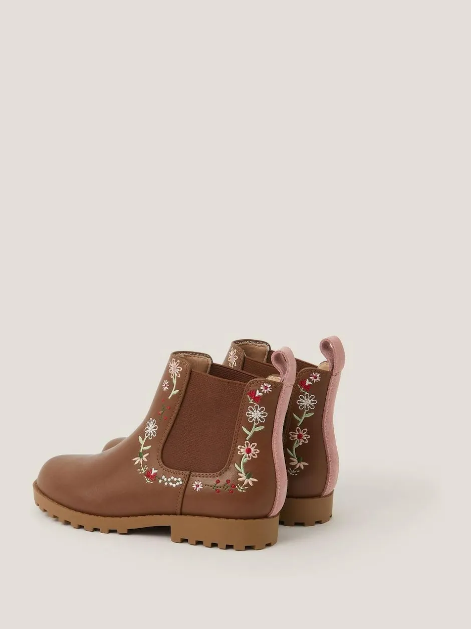 Monsoon Brown Flower Emb Boots Online