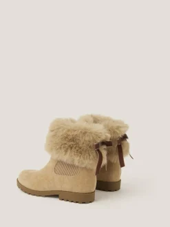 Monsoon Fur Chelsea Boots Brown