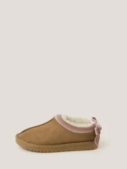 Monsoon Brown Velvet Bow Low Clogs Hot
