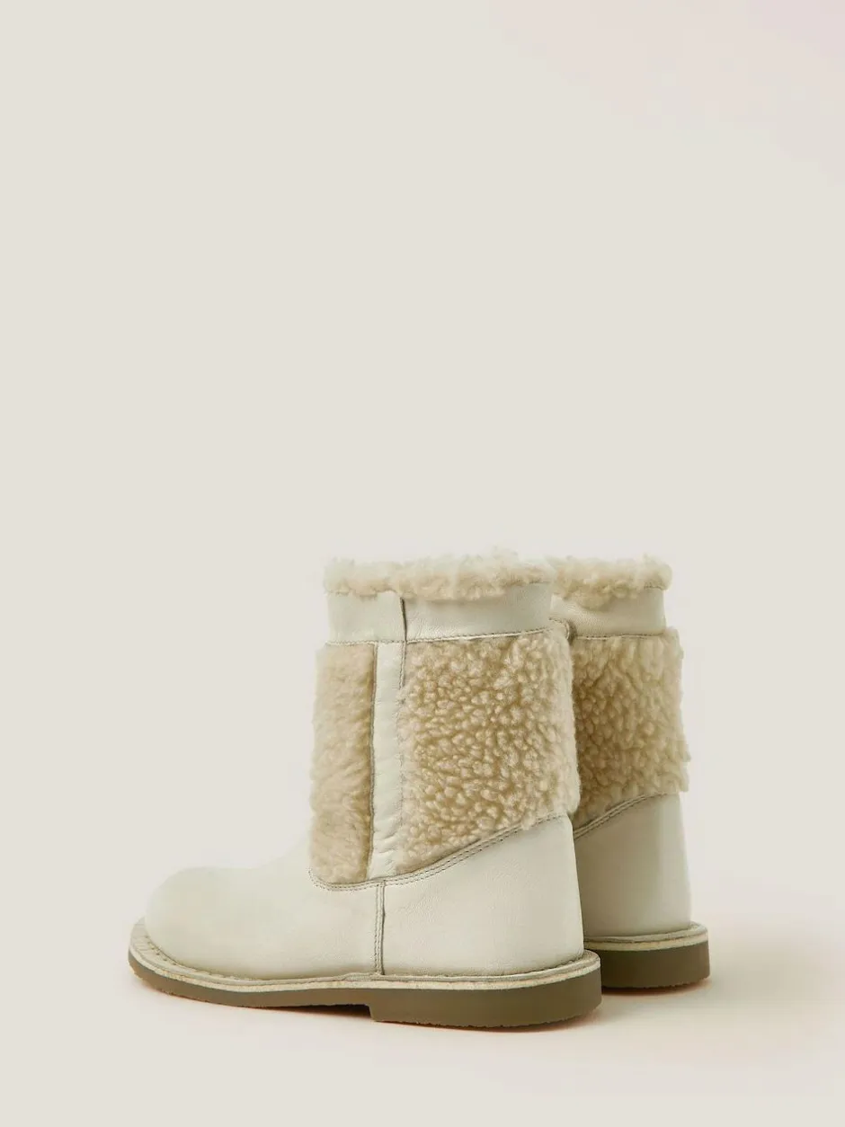 Monsoon Cream Borg Leather Boots Discount