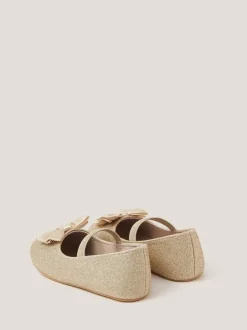 Monsoon Baby Bow Glitter Walker Shoes Gold Clearance