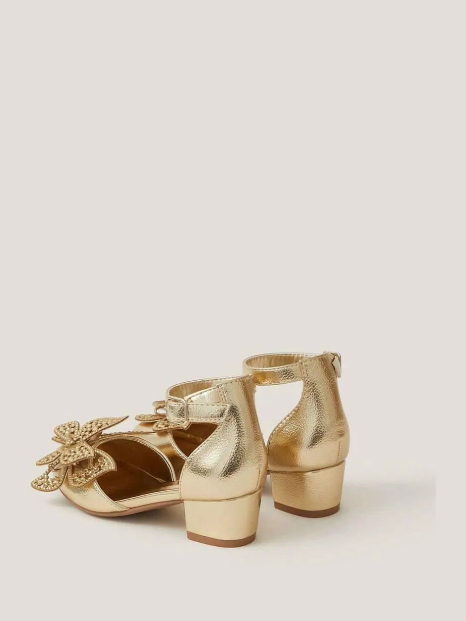 Monsoon Gold Butterfly Metallic Heels Outlet