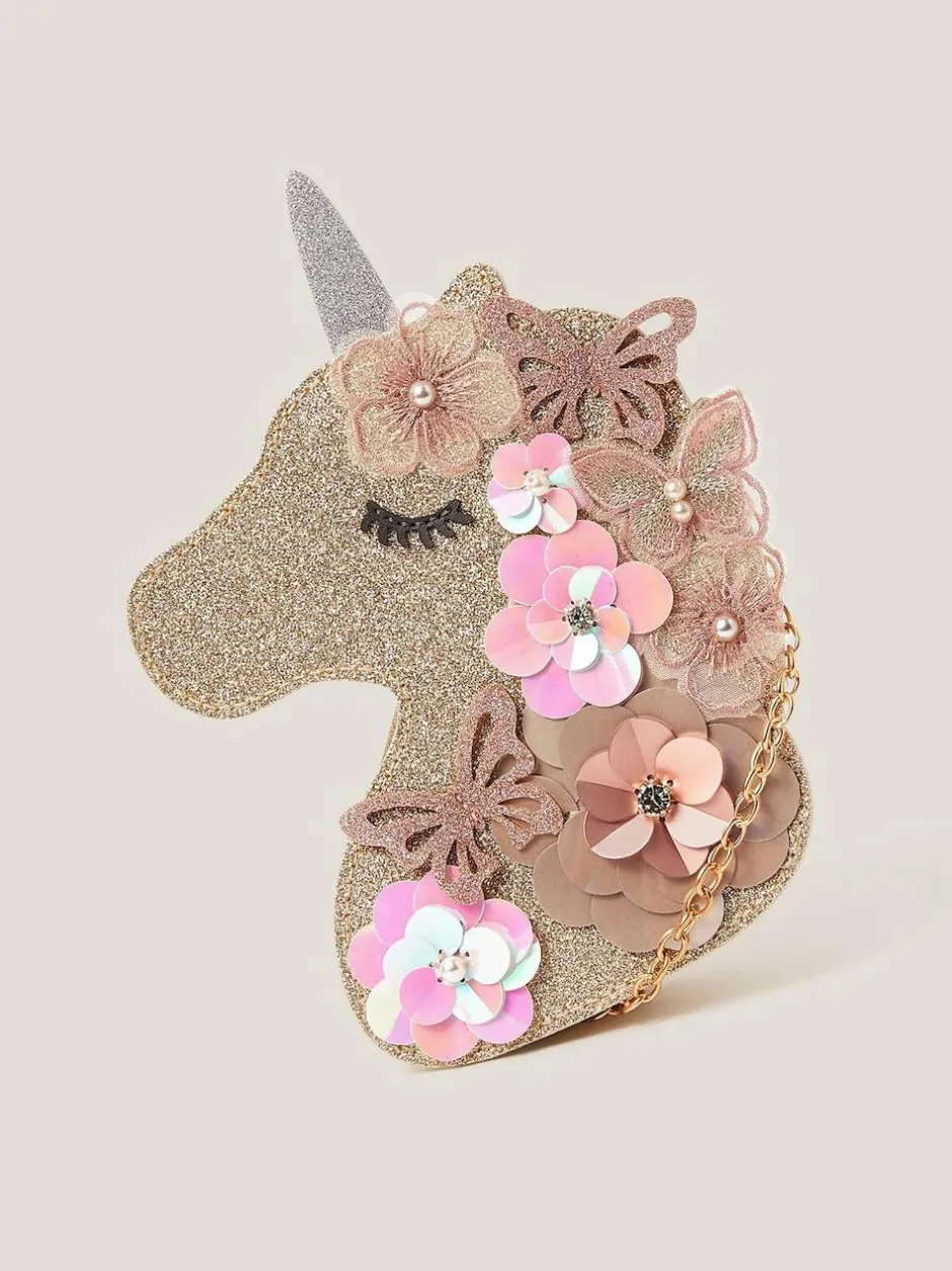 Monsoon Gold Ella Sequin Flower Unicorn Bag Best