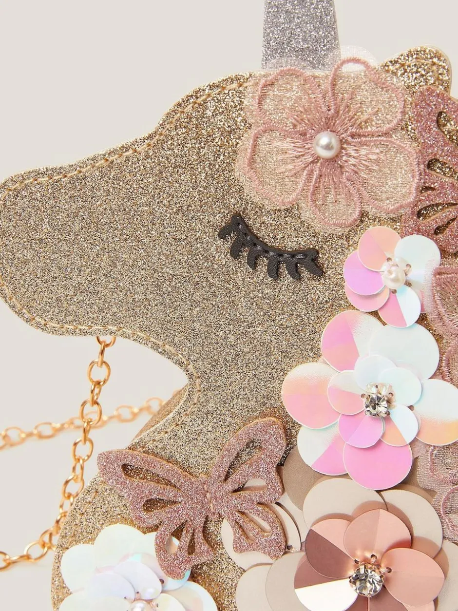 Monsoon Gold Ella Sequin Flower Unicorn Bag Best