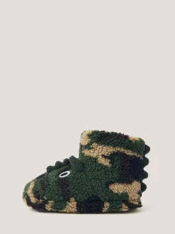 Monsoon Green Dinosaur Camo Slipper Boots Outlet