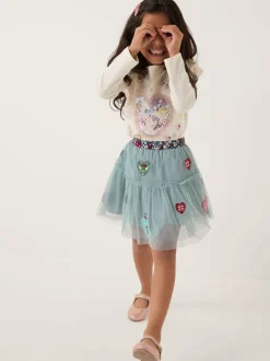 Monsoon Green Heart Embellished Tulle Skirt Online