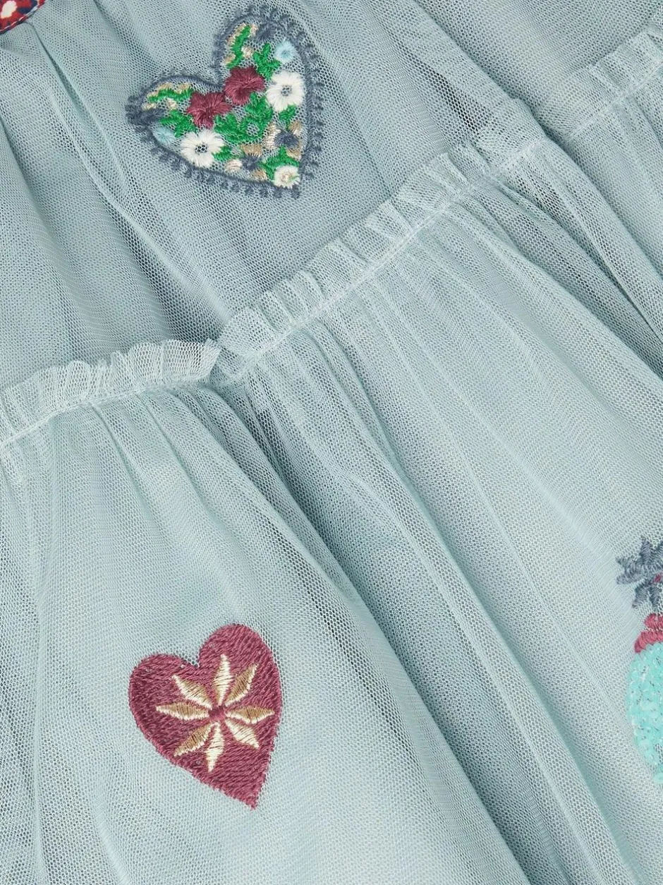 Monsoon Green Heart Embellished Tulle Skirt Online
