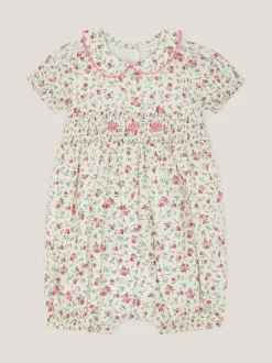 Monsoon Natural Baby Rose Smocked Romper Online