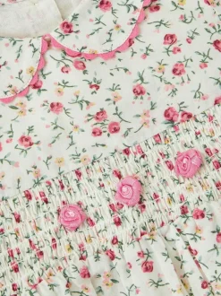 Monsoon Natural Baby Rose Smocked Romper Online