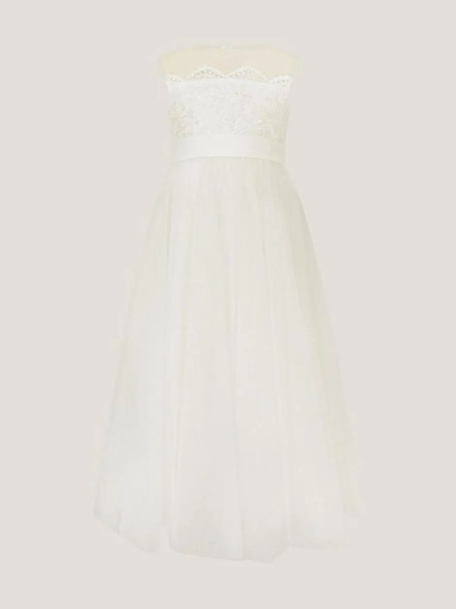Monsoon Natural Cynthia Strapless Lace Maxi Dress