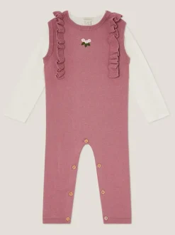 Monsoon Pink Baby Top and Knit Dungarees Set Discount