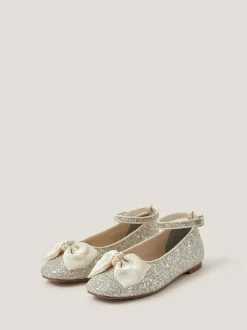 Monsoon Pink Bow Glitter Ballet Flats Discount