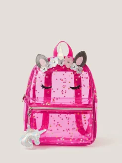 Monsoon Pink Clear Unicorn Backpack