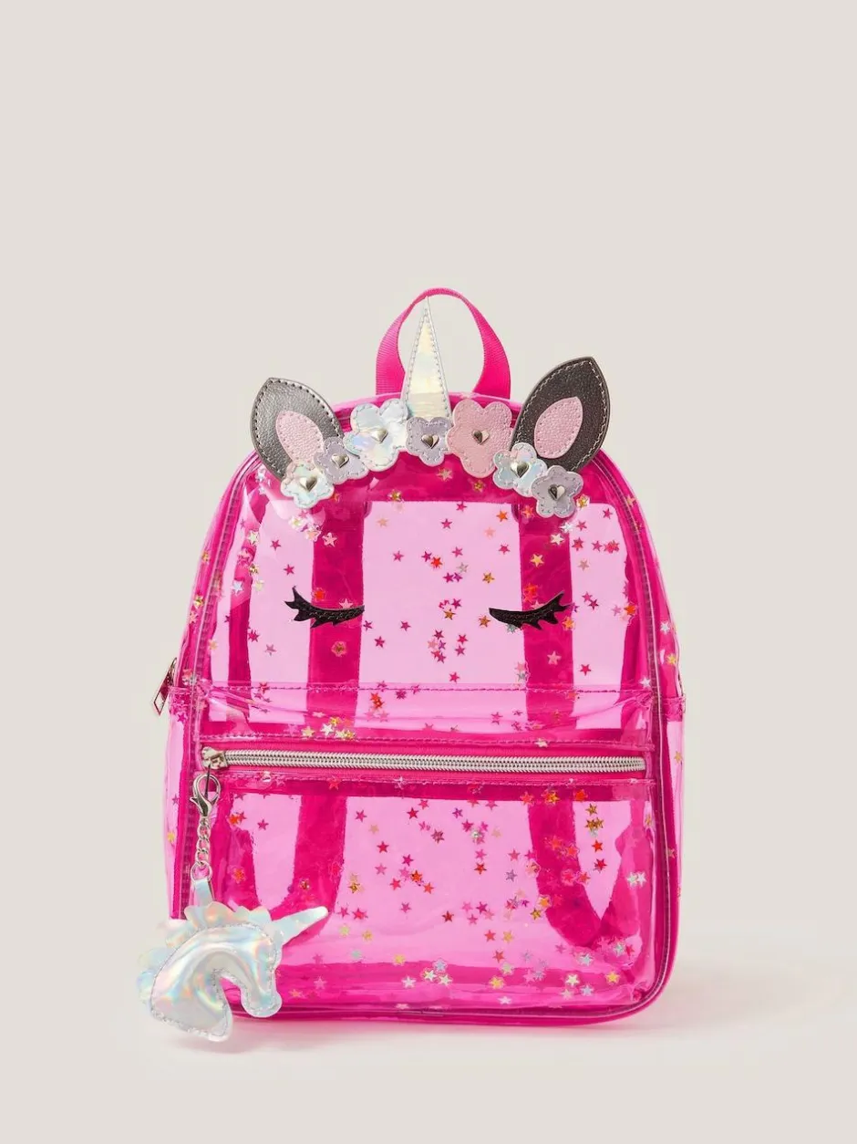 Monsoon Pink Clear Unicorn Backpack