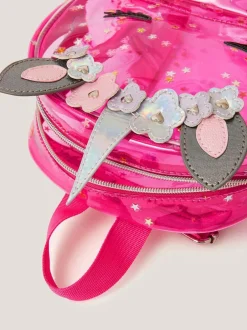 Monsoon Pink Clear Unicorn Backpack