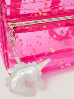 Monsoon Pink Clear Unicorn Backpack