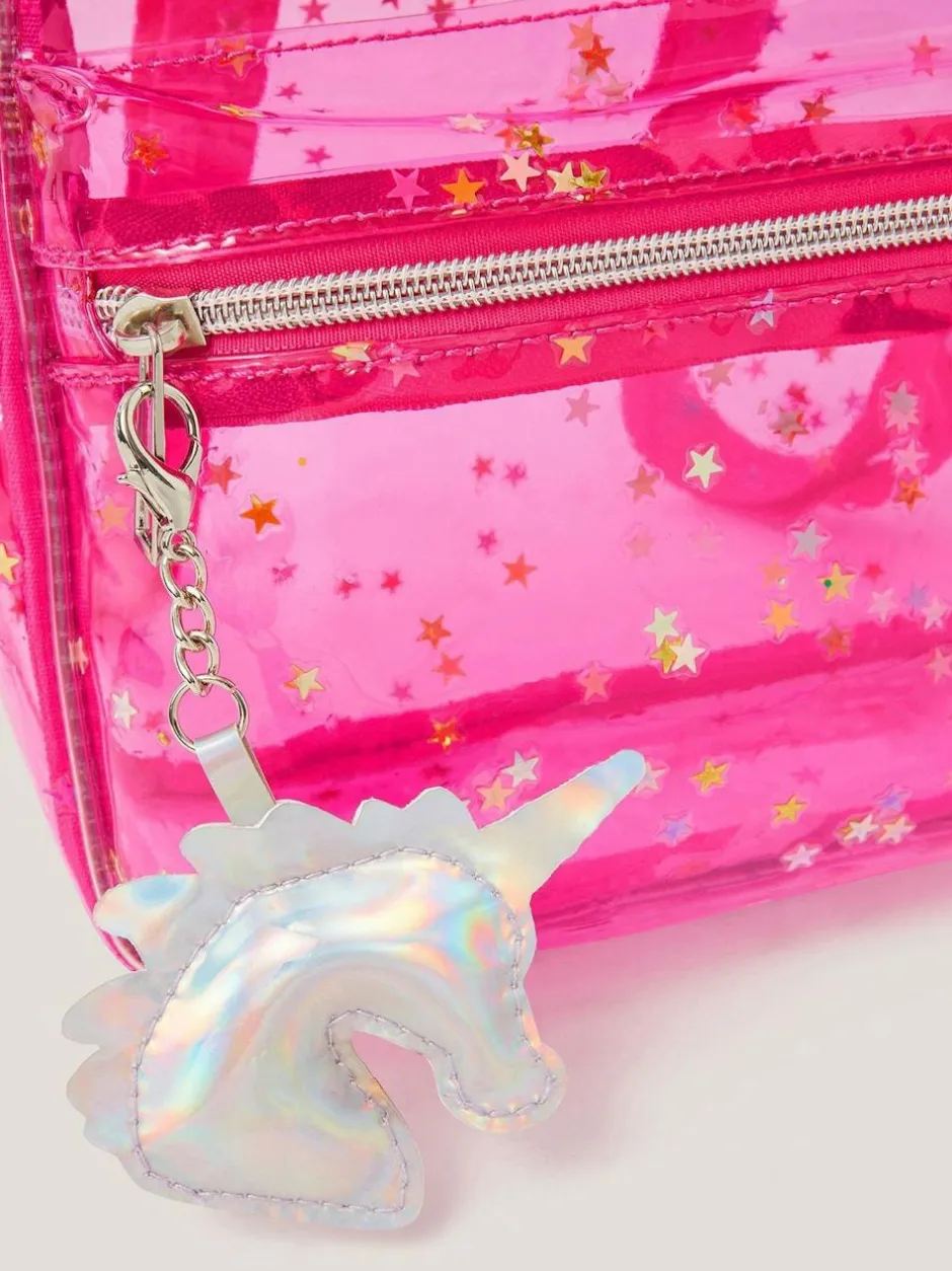 Monsoon Pink Clear Unicorn Backpack