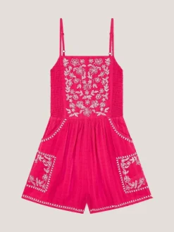 Monsoon Pink Floral Print Embroidered Playsuit New