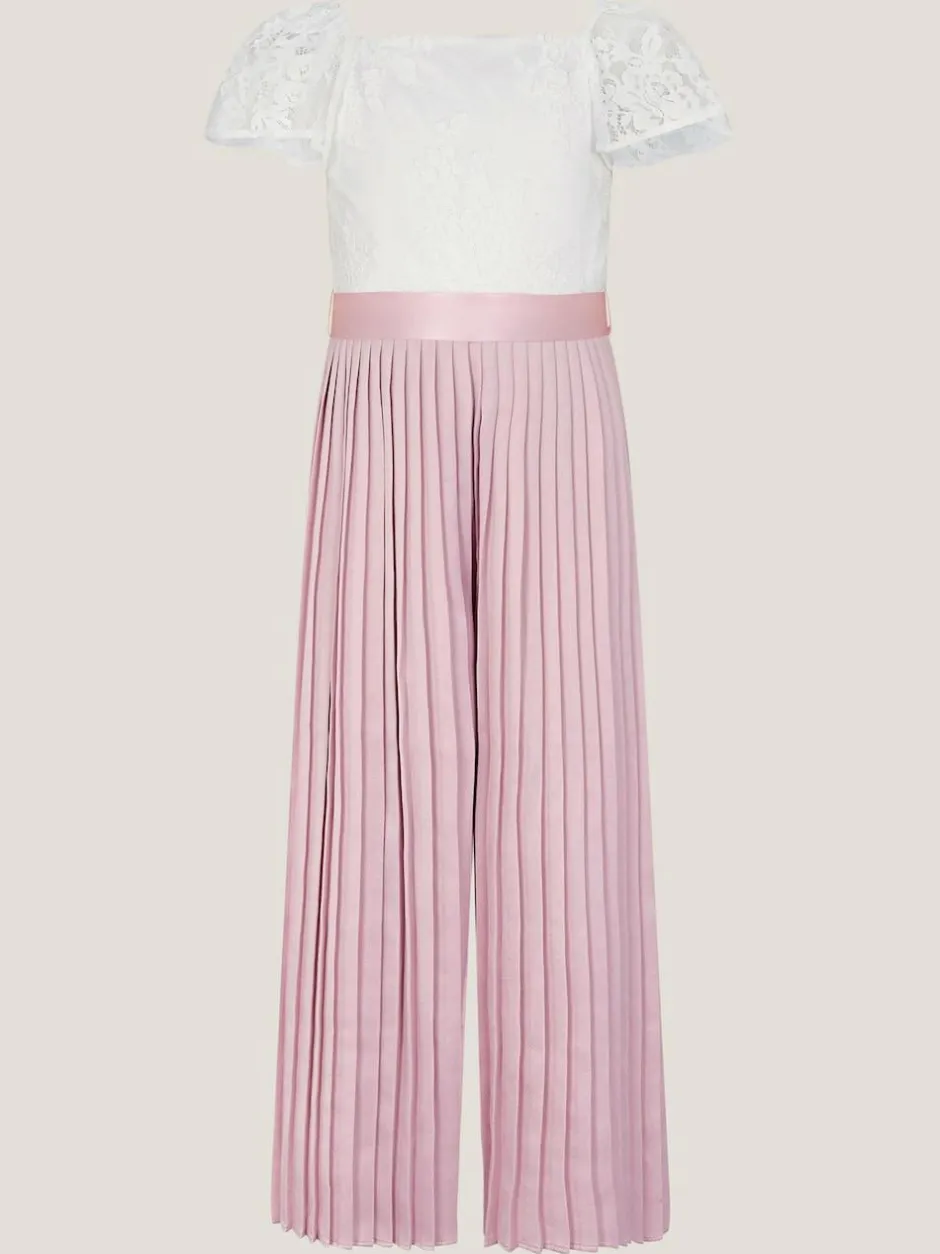 Monsoon Pink Lace Pleated Jumpsuit Discount