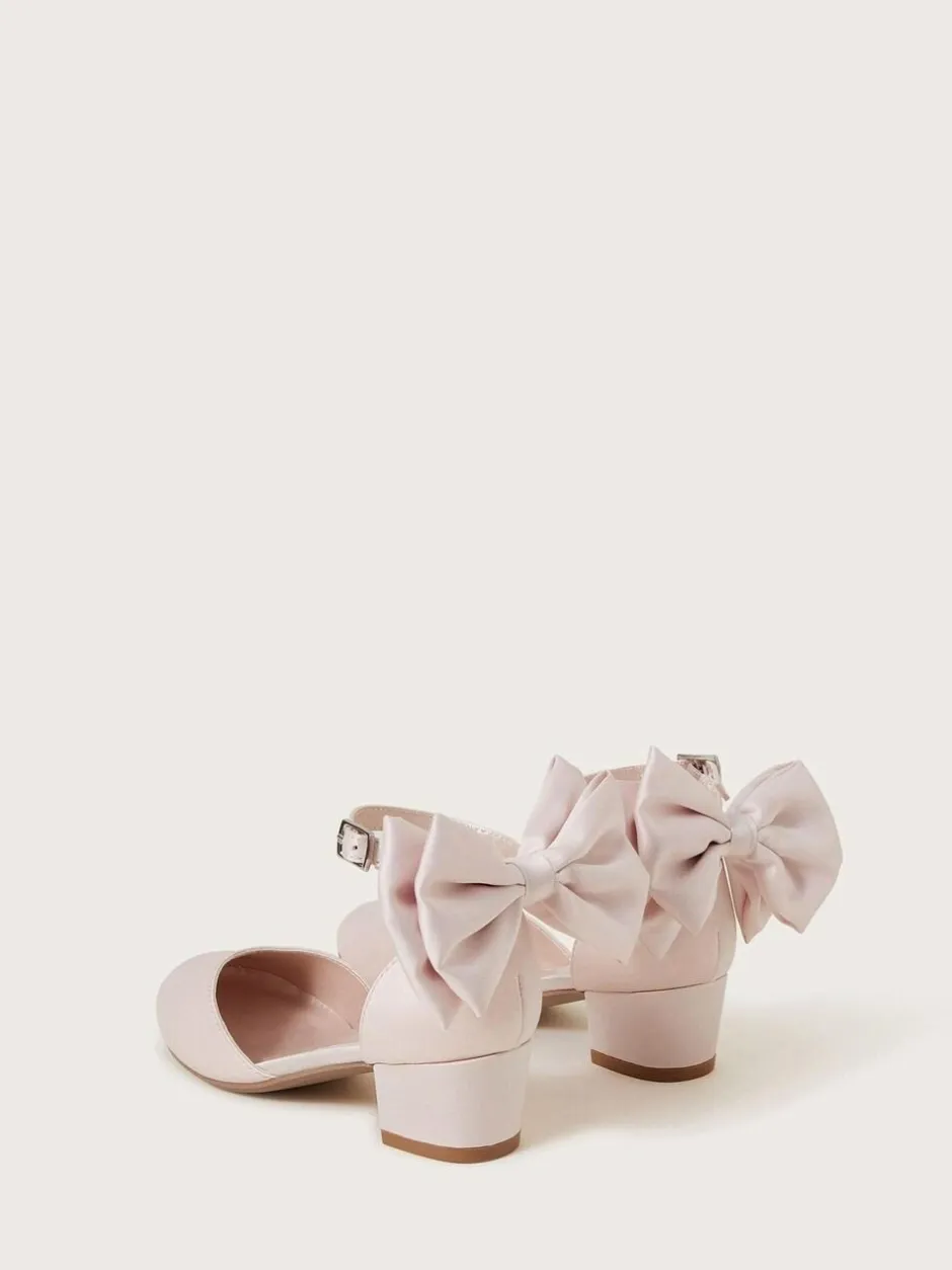 Monsoon Pink Sara Satin Bow Two-Part Heels Hot