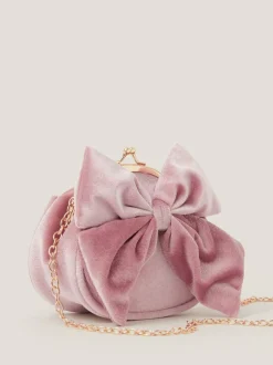 Monsoon Pink Velvet Bow Clip Frame Bag Online