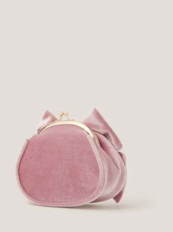 Monsoon Pink Velvet Bow Clip Frame Bag Online