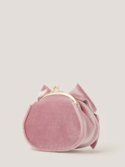 Monsoon Pink Velvet Bow Clip Frame Bag Online